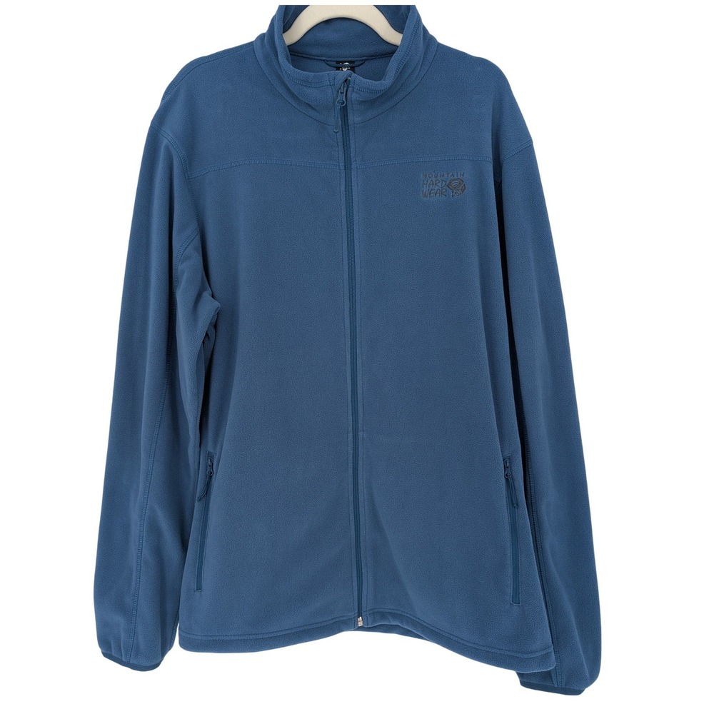 Mountain Hardwear Fleece Jacket Men XXL Blue Full Zip Mock Neck Gorpcore Outdoor